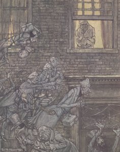 「風の翼に」、1915 作： Arthur Rackham
